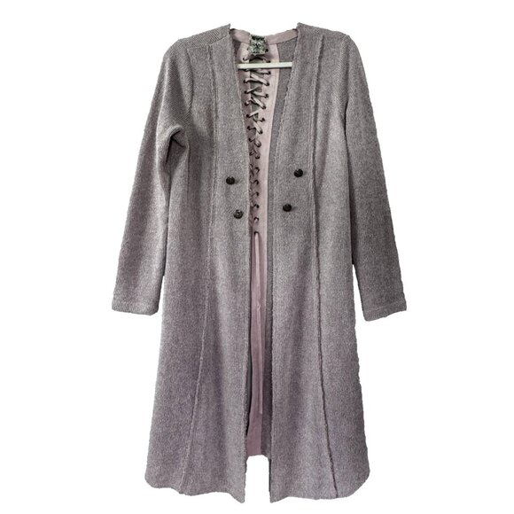 Vocal Women M Dreamy Lace Back Pink Open Front Duster Coquettecore Whimsigoth - Picture 1 of 8